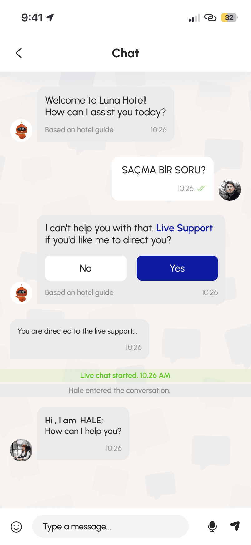 Peraxion in-app chat concierge